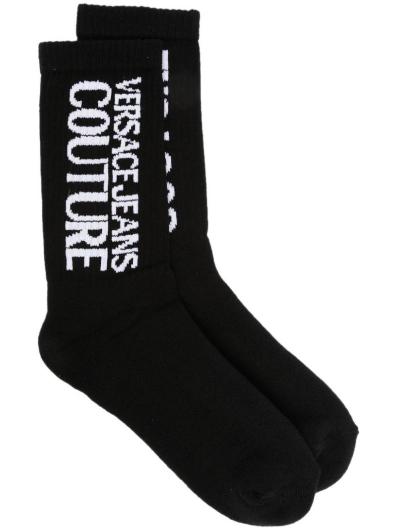 Versace Jeans Couture intarsia-knit logo socks - Black von Versace Jeans Couture