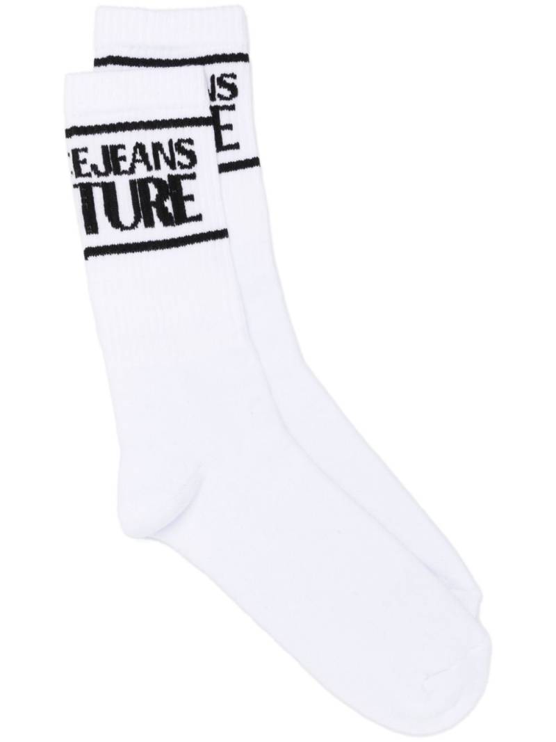 Versace Jeans Couture intarsia-knit logo stretch-cotton socks - White von Versace Jeans Couture