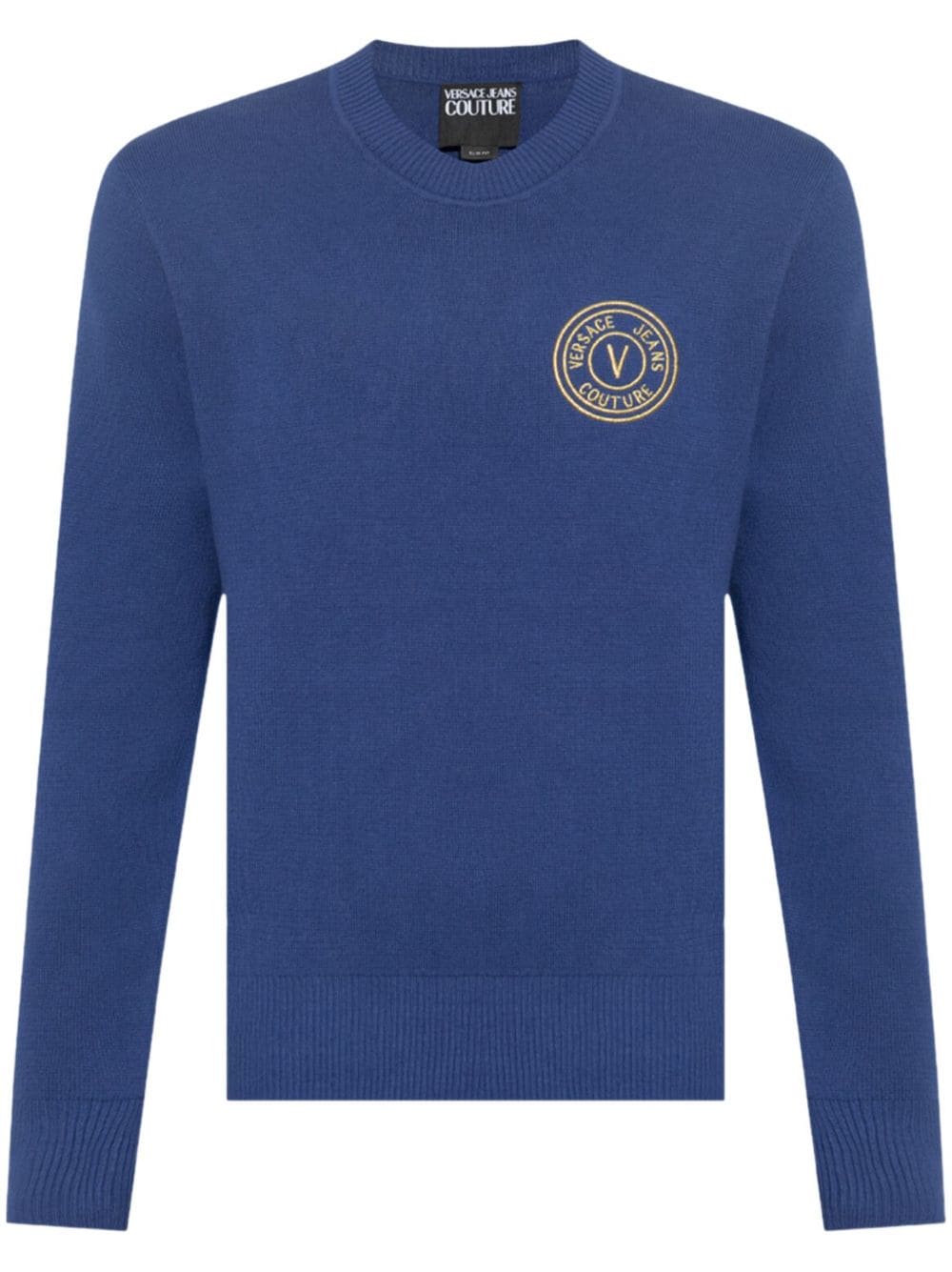 Versace Jeans Couture logo-appliqué jumper - Blue von Versace Jeans Couture