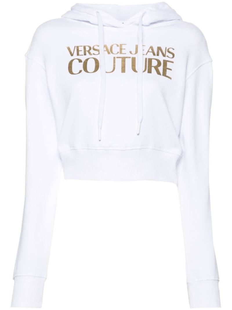 Versace Jeans Couture logo-embellishment cropped hoodie - White von Versace Jeans Couture