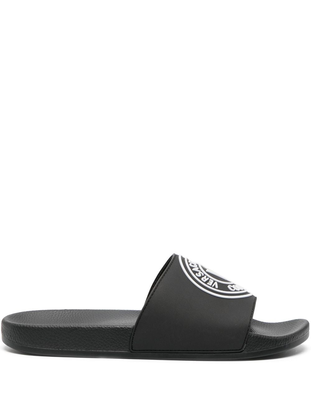 Versace Jeans Couture logo-embossed slip-on slides - Black von Versace Jeans Couture