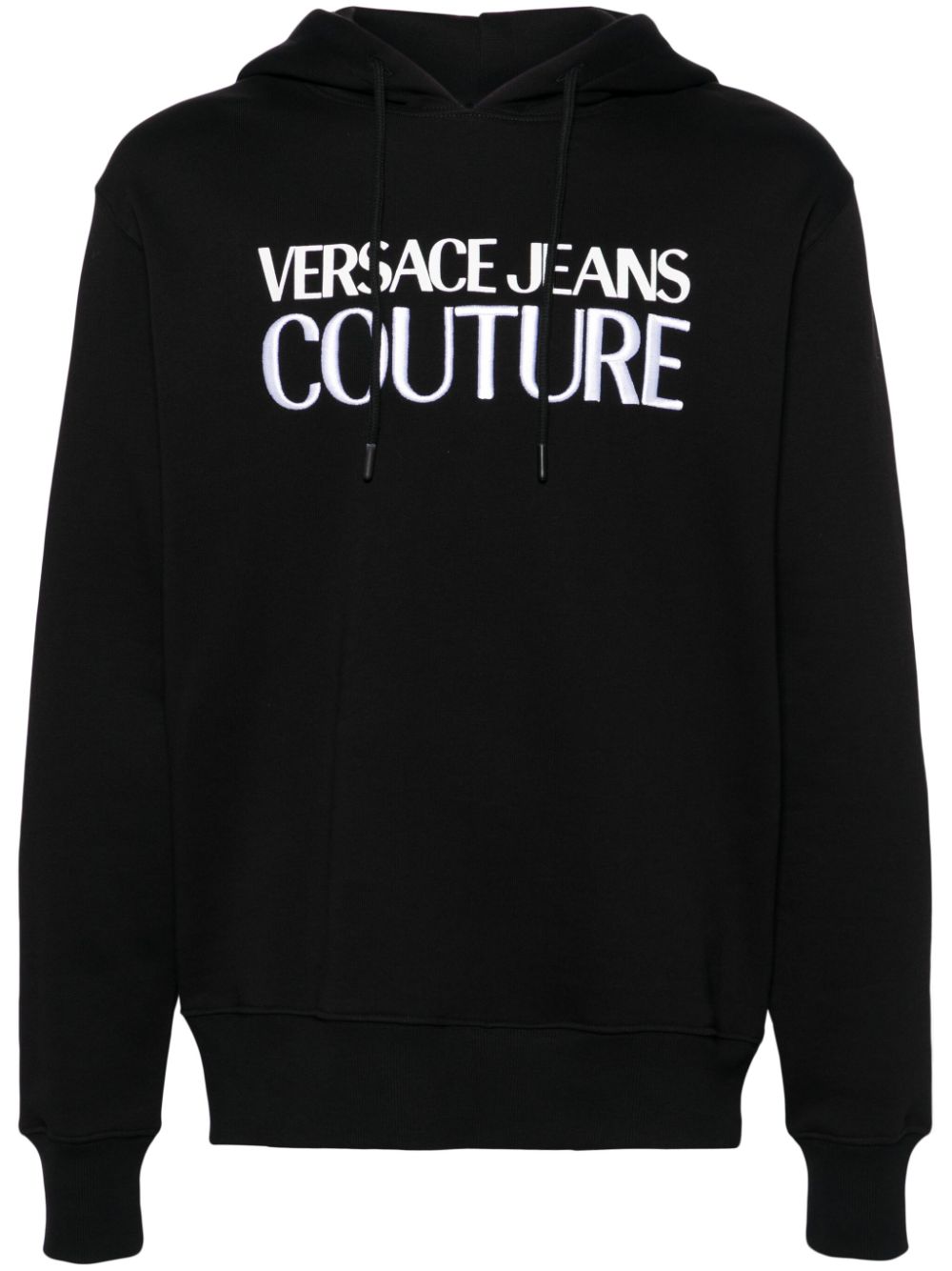 Versace Jeans Couture logo-embroidered cotton hoodie - Black von Versace Jeans Couture