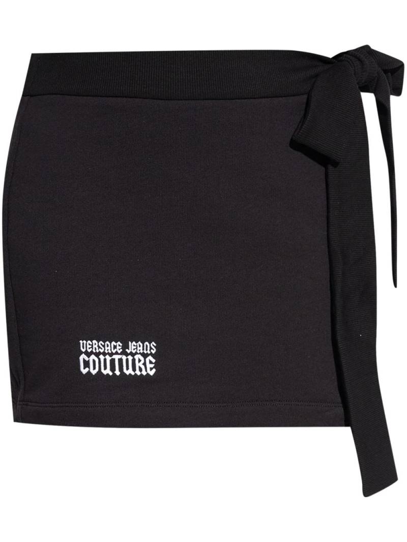 Versace Jeans Couture logo-embroidered cotton mini skirt - Black von Versace Jeans Couture