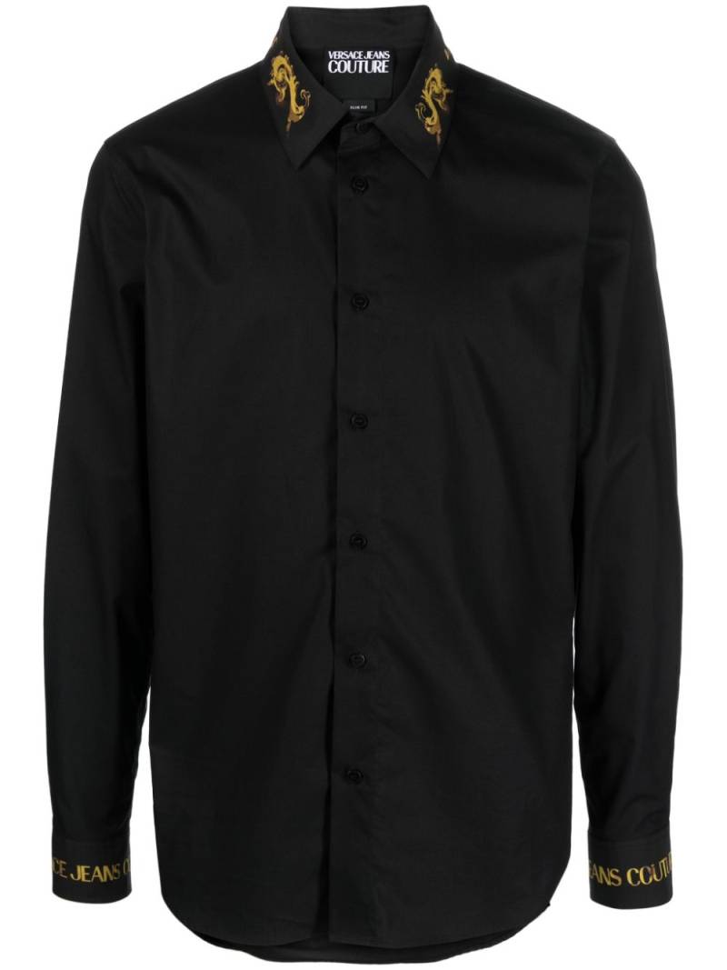 Versace Jeans Couture logo-embroidered cotton shirt - Black von Versace Jeans Couture