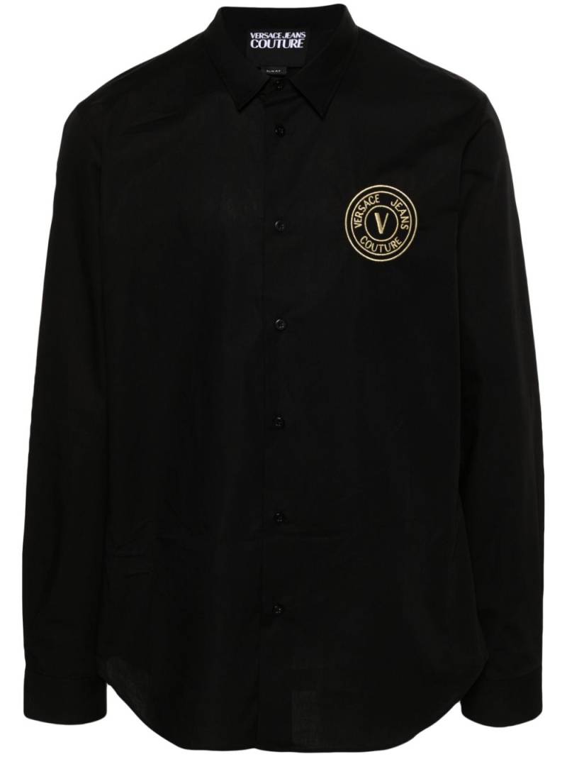 Versace Jeans Couture logo-embroidered cotton shirt - Black von Versace Jeans Couture