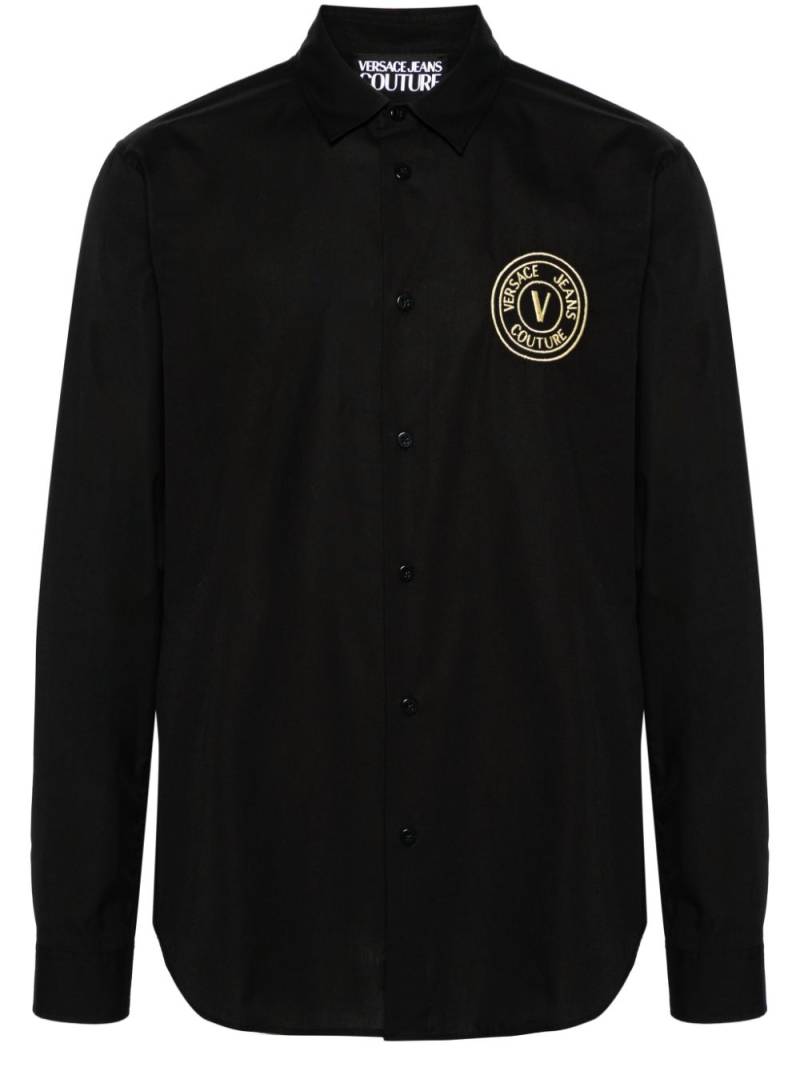 Versace Jeans Couture logo-embroidered cotton shirt - Black von Versace Jeans Couture