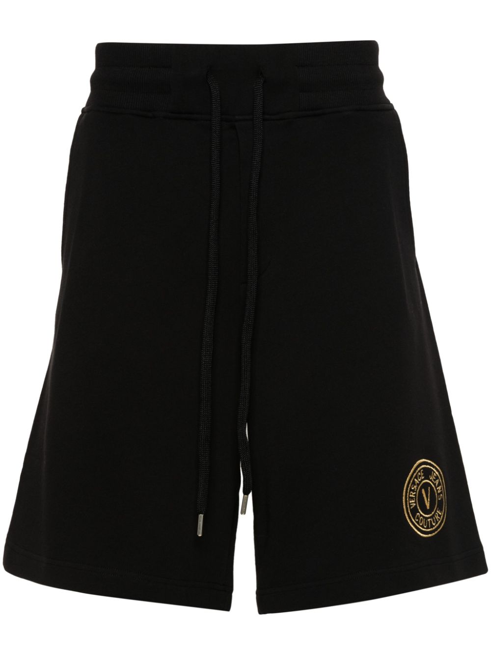 Versace Jeans Couture logo-embroidered cotton shorts - Black von Versace Jeans Couture