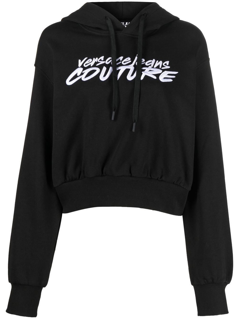 Versace Jeans Couture logo-embroidered cropped hoodie - Black von Versace Jeans Couture