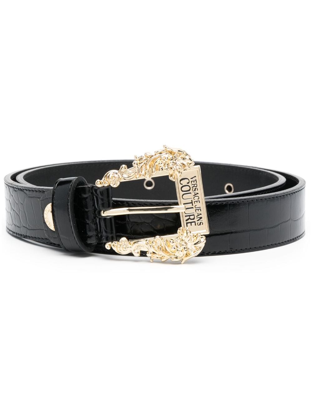 Versace Jeans Couture logo-engraved buckle leather belt - Black von Versace Jeans Couture