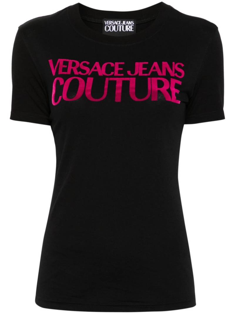 Versace Jeans Couture logo-flocked cotton T-shirt - Black von Versace Jeans Couture