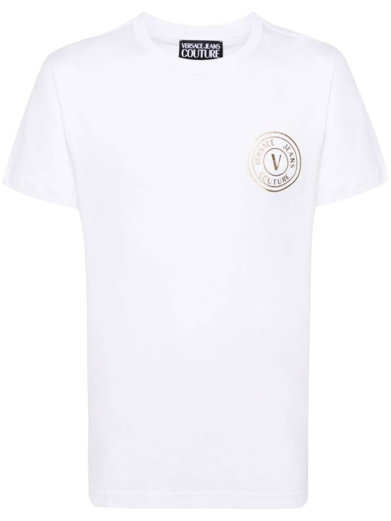 Versace Jeans Couture logo-flocked cotton T-shirt - White von Versace Jeans Couture