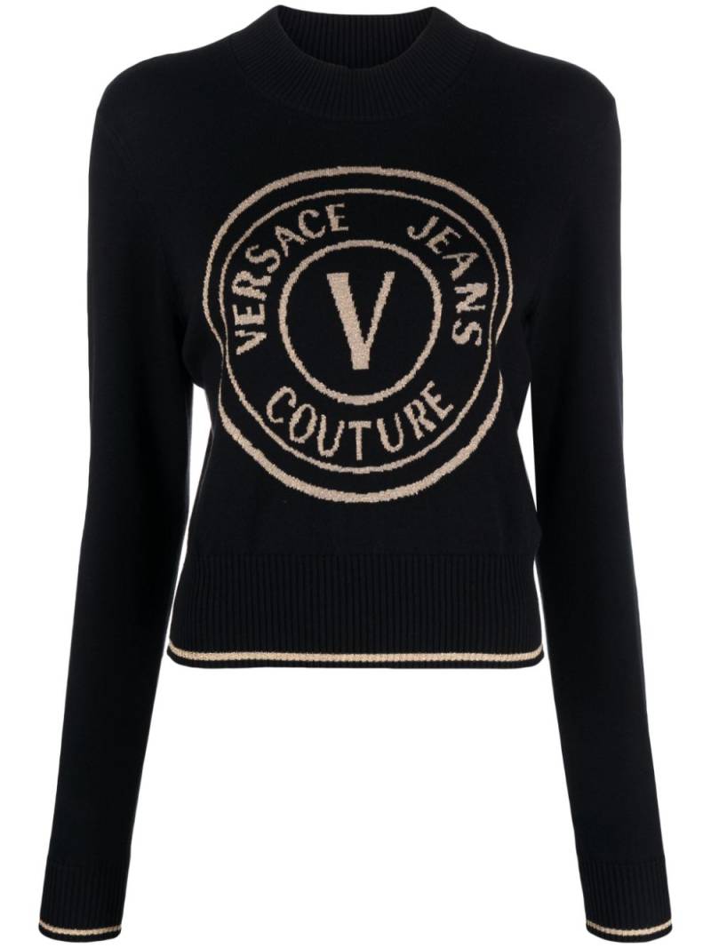 Versace Jeans Couture logo-intarsia cotton jumper - Black von Versace Jeans Couture