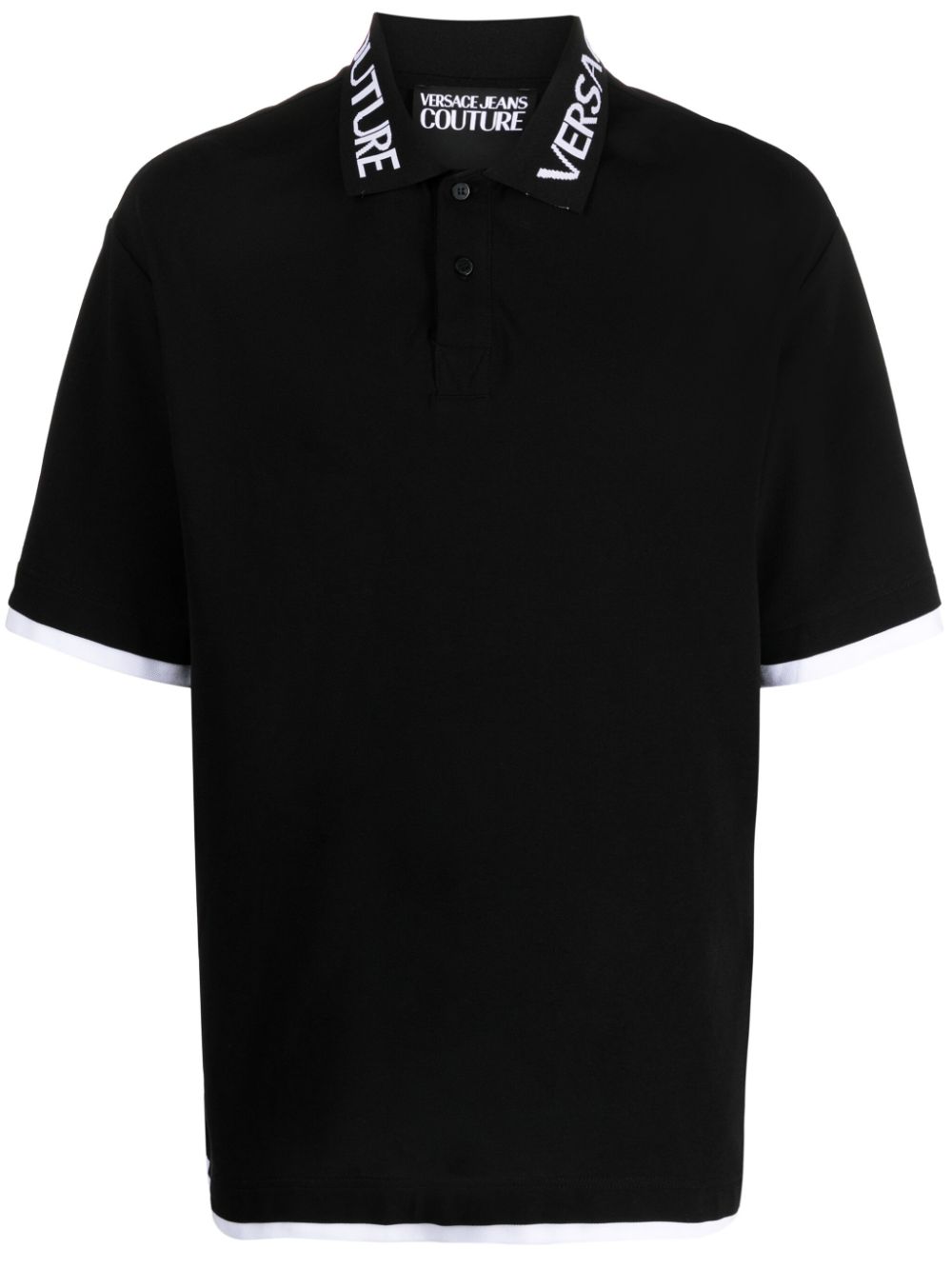 Versace Jeans Couture logo-intarsia cotton polo shirt - Black von Versace Jeans Couture