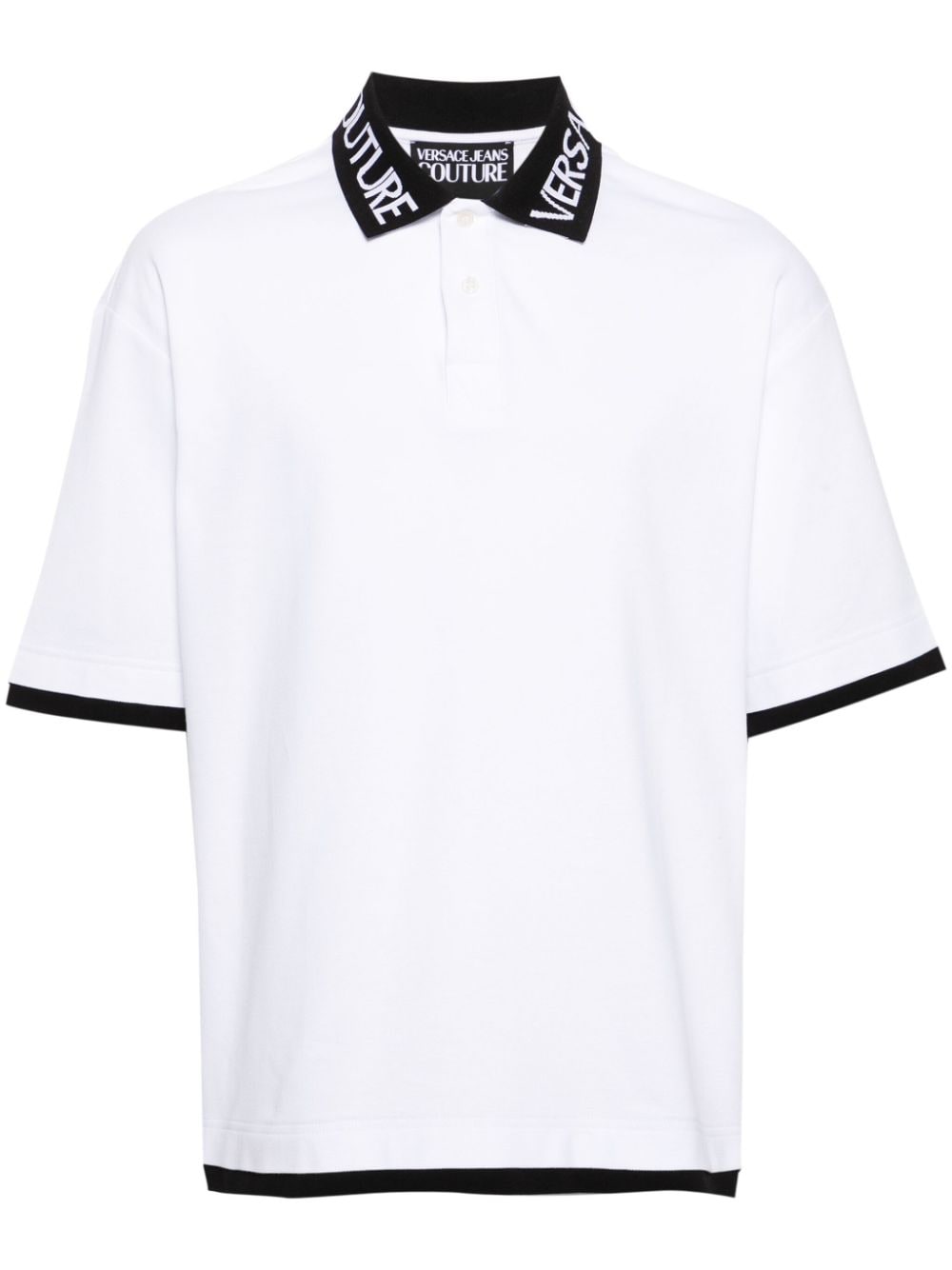 Versace Jeans Couture logo-intarsia cotton polo shirt - White von Versace Jeans Couture