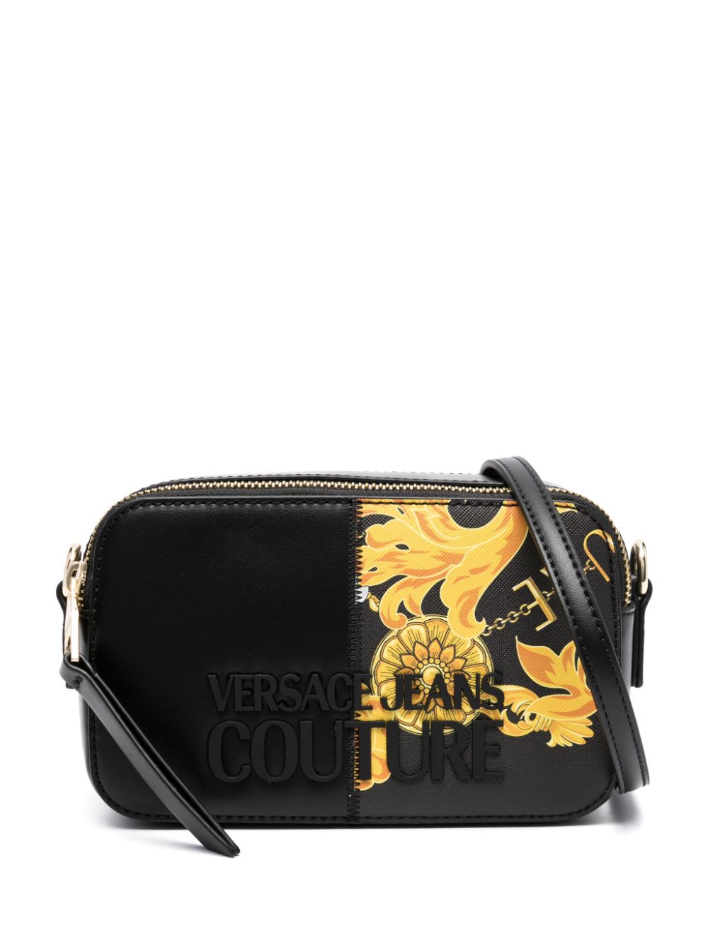 Versace Jeans Couture logo-lettering Barocco-print crossbody bag - Black von Versace Jeans Couture