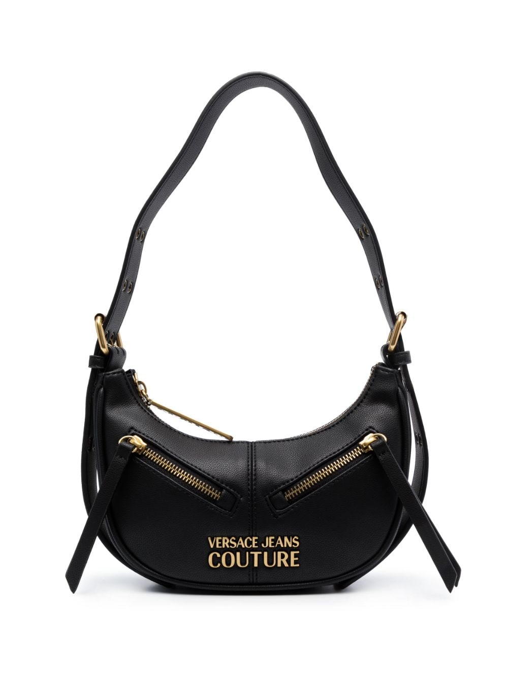 Versace Jeans Couture logo-lettering faux-leather shoulder bag - Black von Versace Jeans Couture