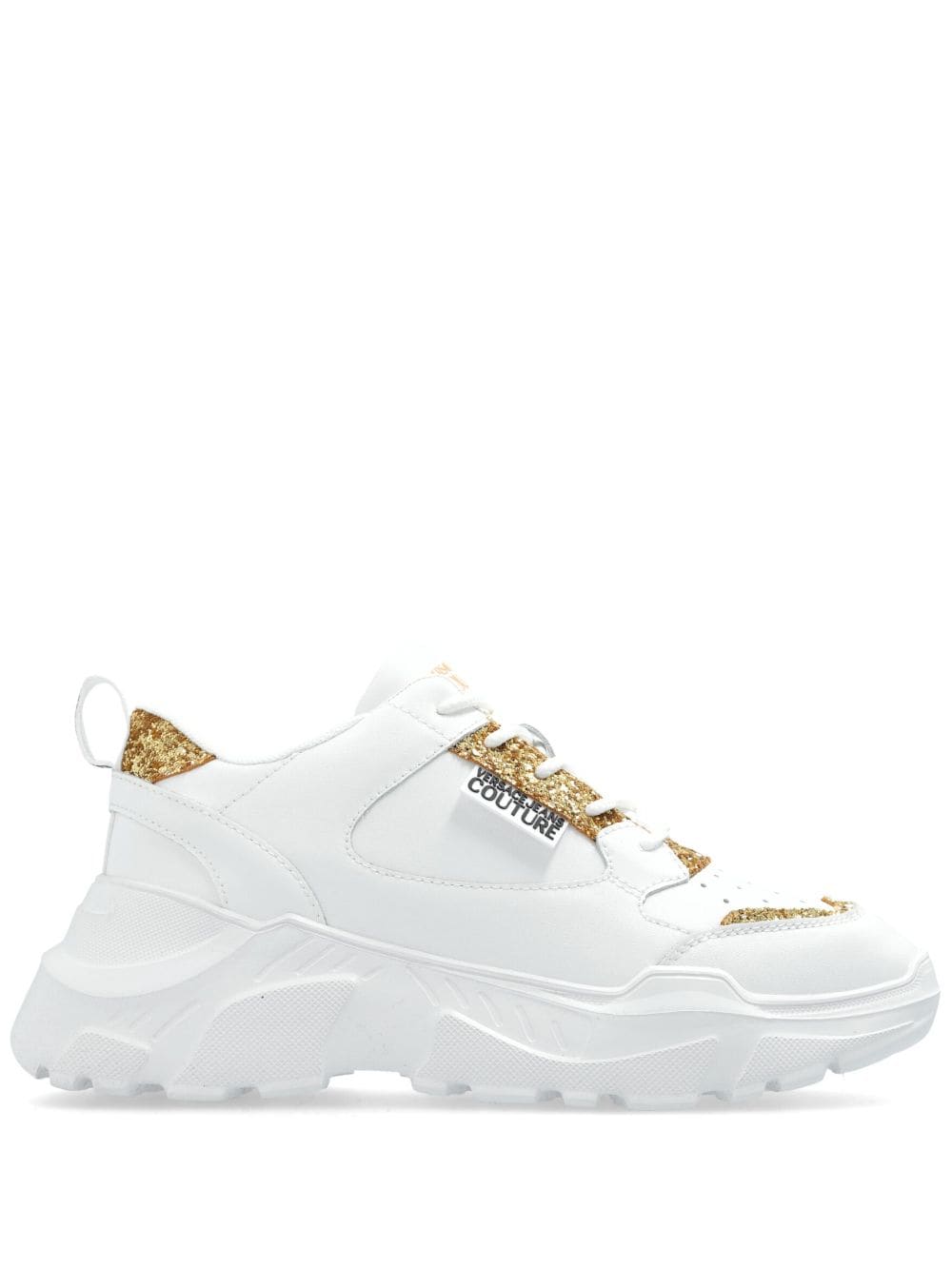 Versace Jeans Couture logo-patch glitter-detailing sneakers - White von Versace Jeans Couture