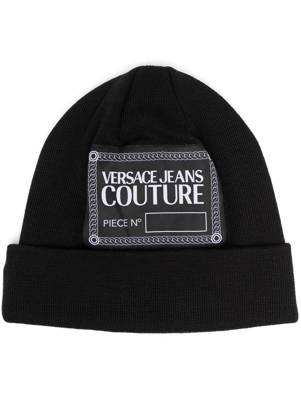 Versace Jeans Couture logo-patch knitted beanie - Black von Versace Jeans Couture