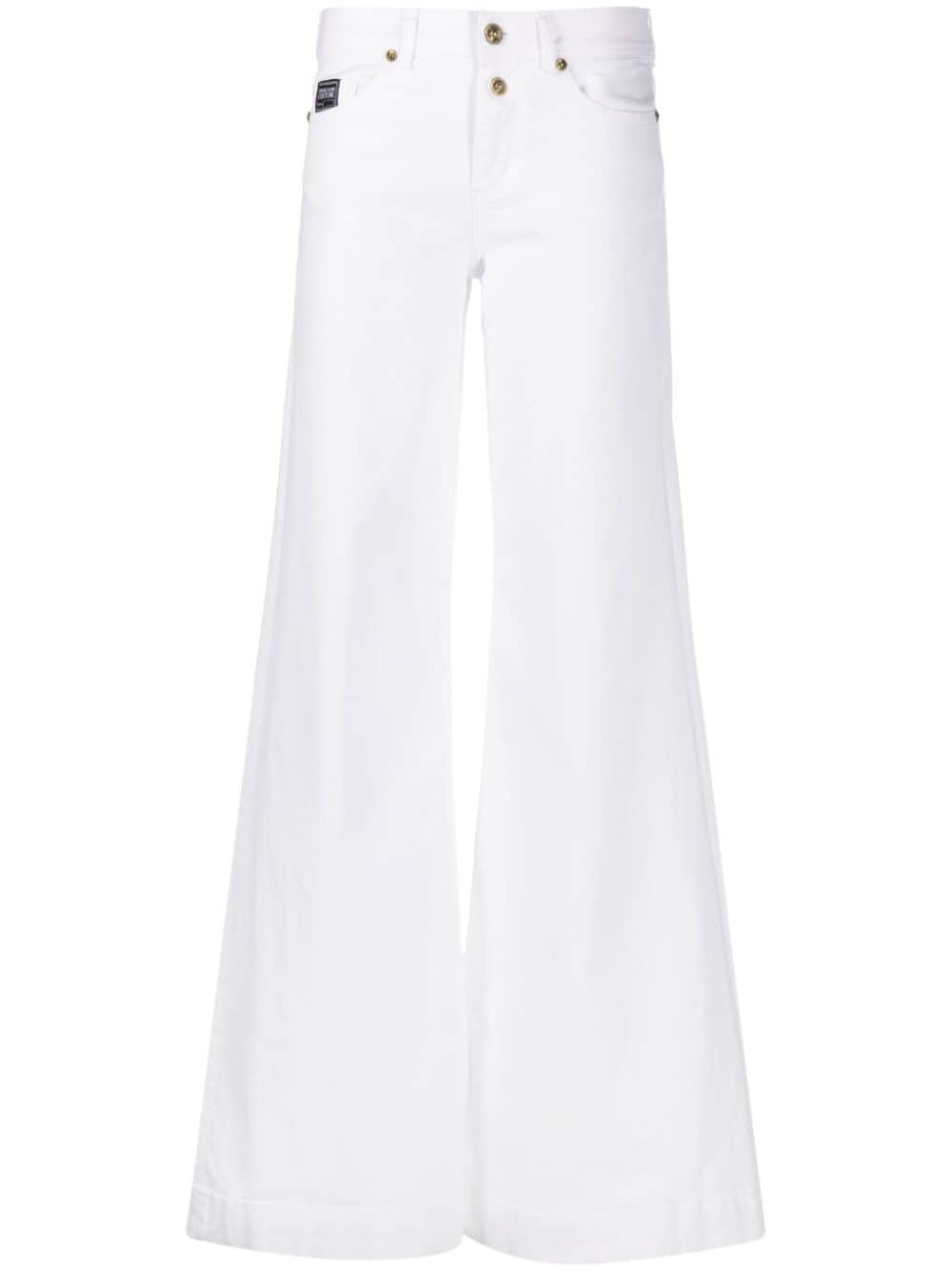 Versace Jeans Couture logo-patch wide-leg jeans - White von Versace Jeans Couture