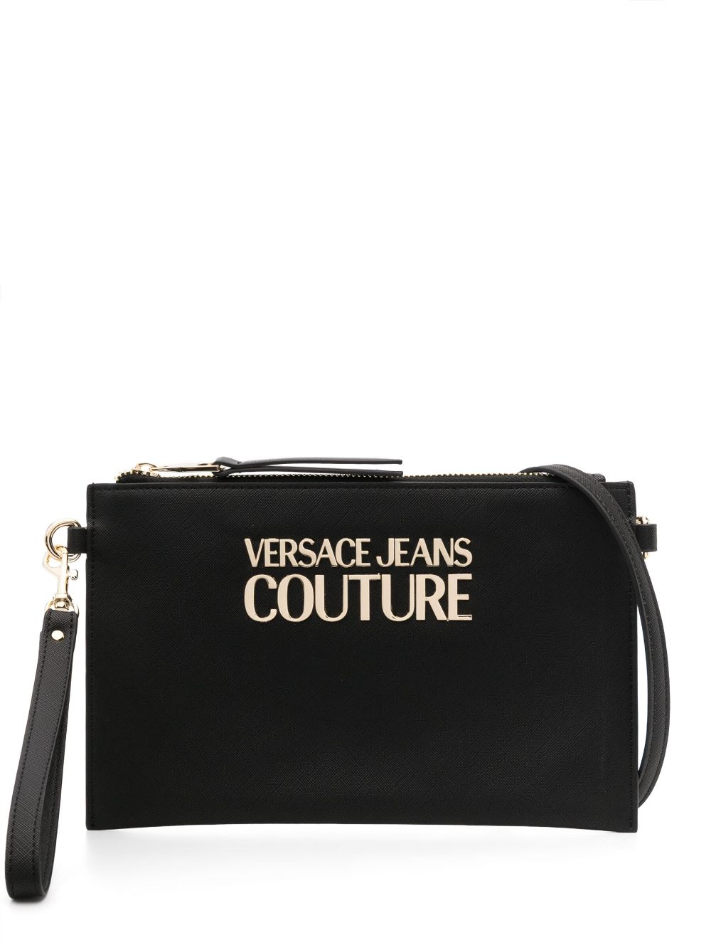 Versace Jeans Couture logo-plaque detail clutch bag - Black von Versace Jeans Couture