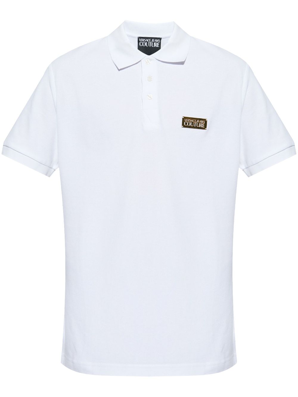 Versace Jeans Couture logo-plaque piqué polo shirt - White von Versace Jeans Couture