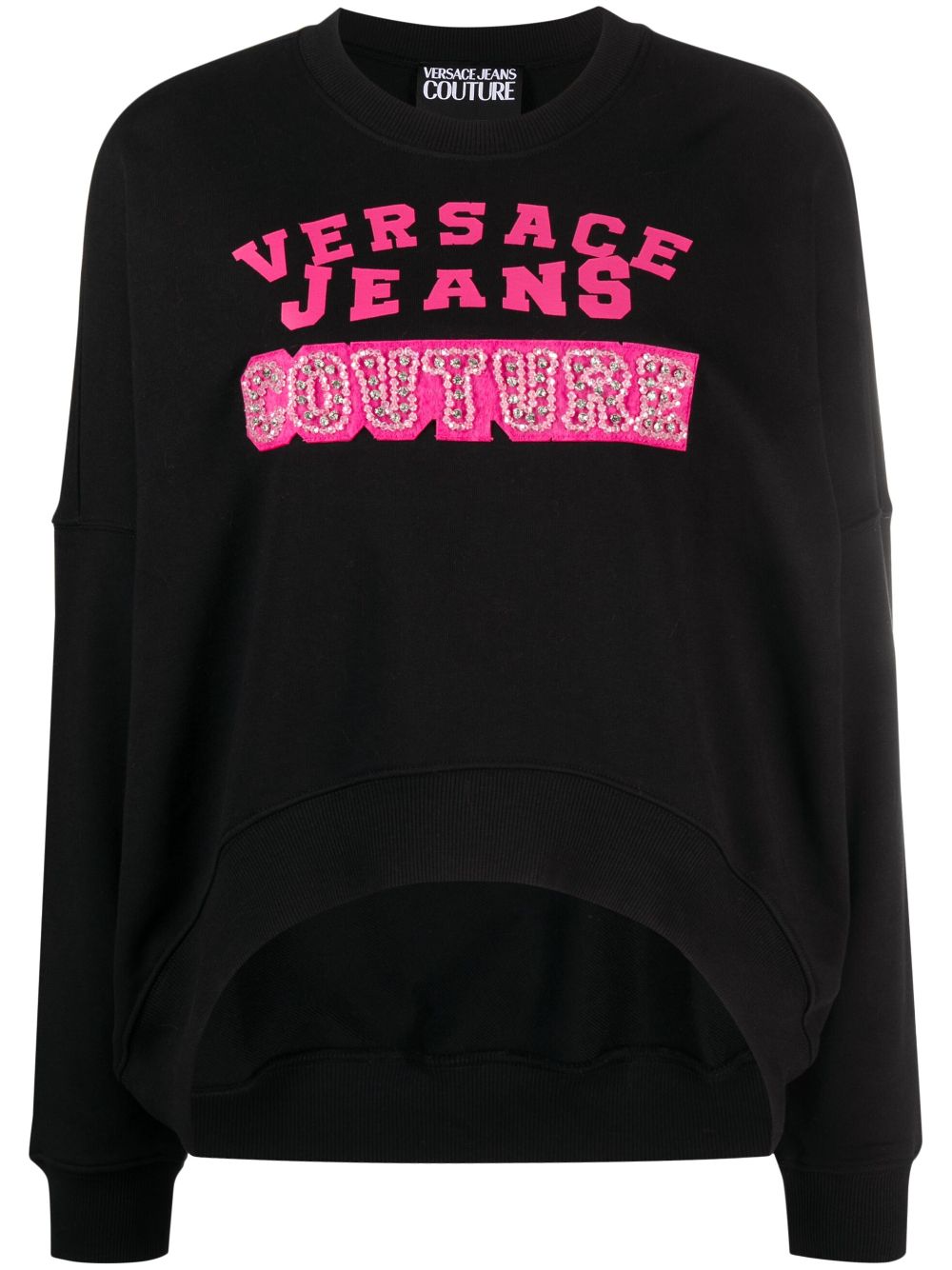 Versace Jeans Couture crystal-embellished logo-print sweatshirt - Black von Versace Jeans Couture