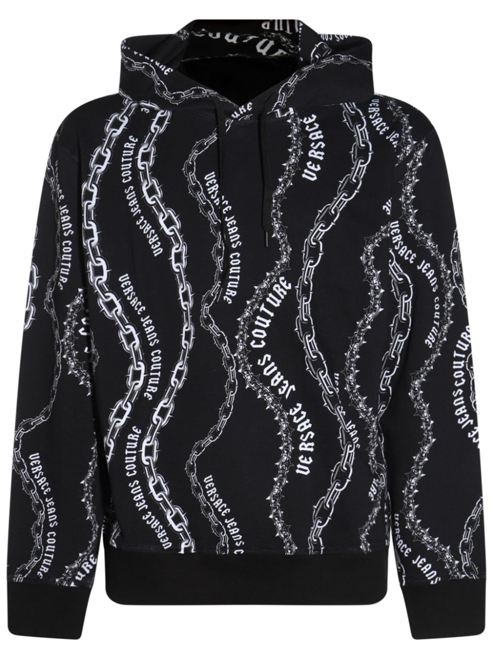 Versace Jeans Couture logo-print cotton hoodie - Black von Versace Jeans Couture