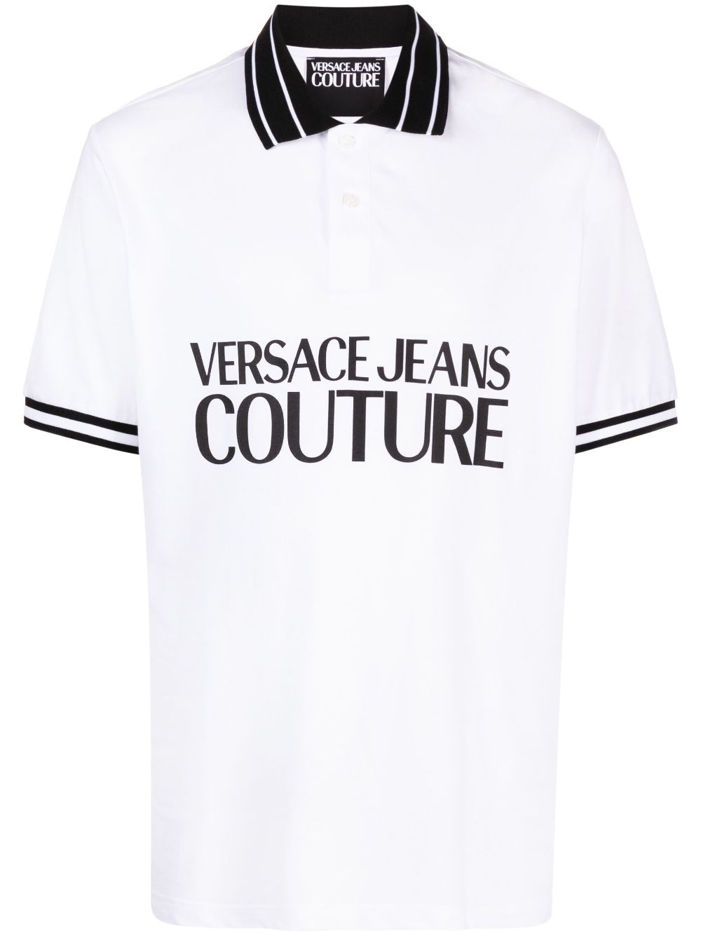 Versace Jeans Couture logo-print cotton polo shirt - White von Versace Jeans Couture