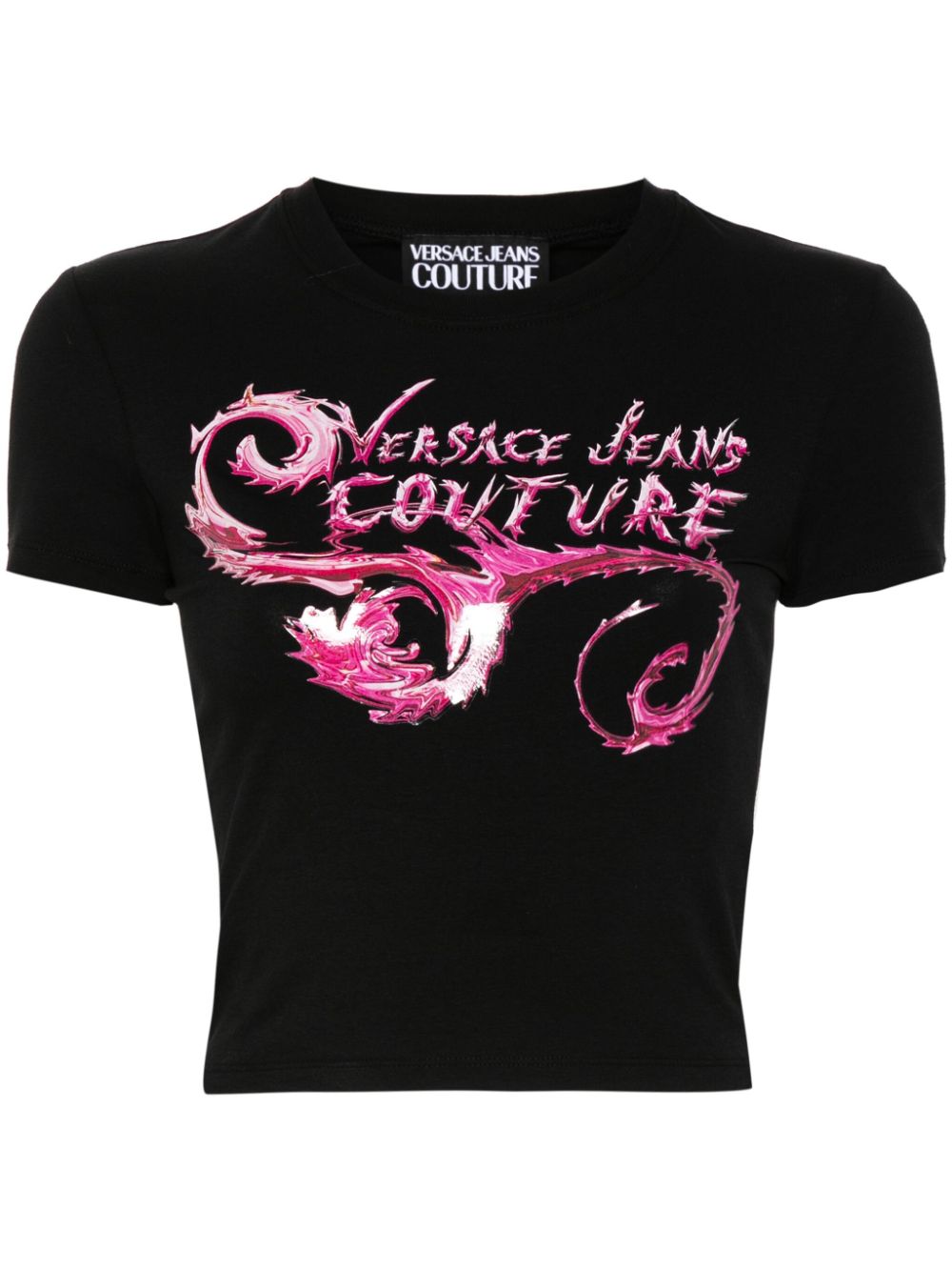 Versace Jeans Couture logo-print cropped T-shirt - Black von Versace Jeans Couture