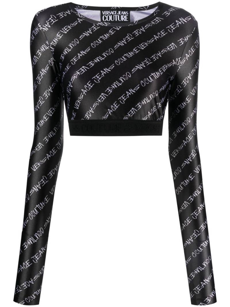 Versace Jeans Couture logo-print cropped top - Black von Versace Jeans Couture