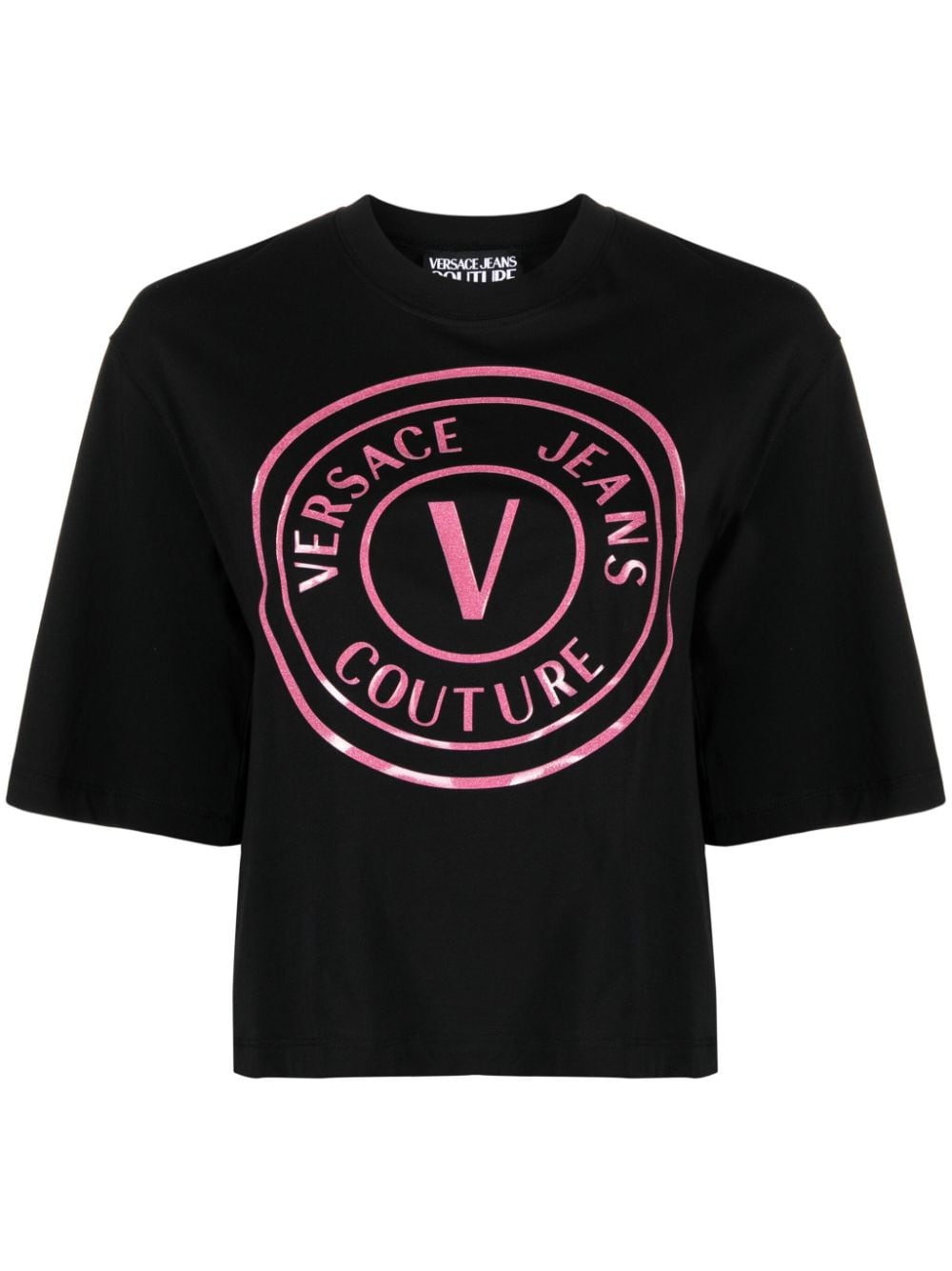 Versace Jeans Couture logo-print glitter-detailed T-shirt - Black von Versace Jeans Couture