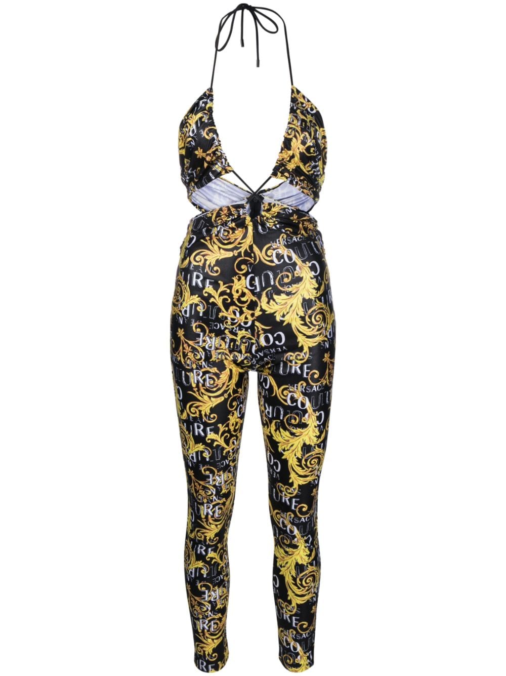 Versace Jeans Couture Logo Couture-print halterneck jumpsuit - Black von Versace Jeans Couture