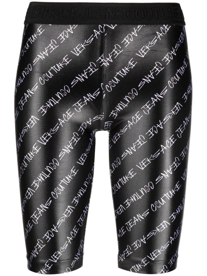 Versace Jeans Couture logo-print knee-length shorts - Black von Versace Jeans Couture