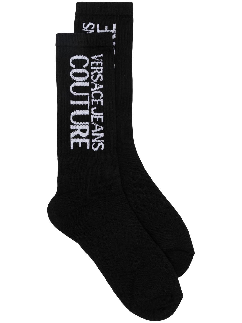 Versace Jeans Couture logo-print knitted socks - Black von Versace Jeans Couture