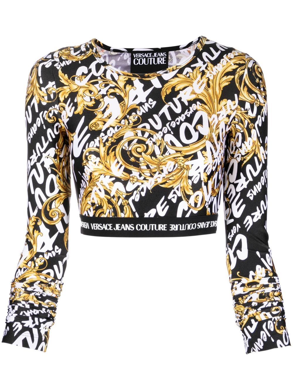 Versace Jeans Couture logo-print long-sleeve top - Black von Versace Jeans Couture