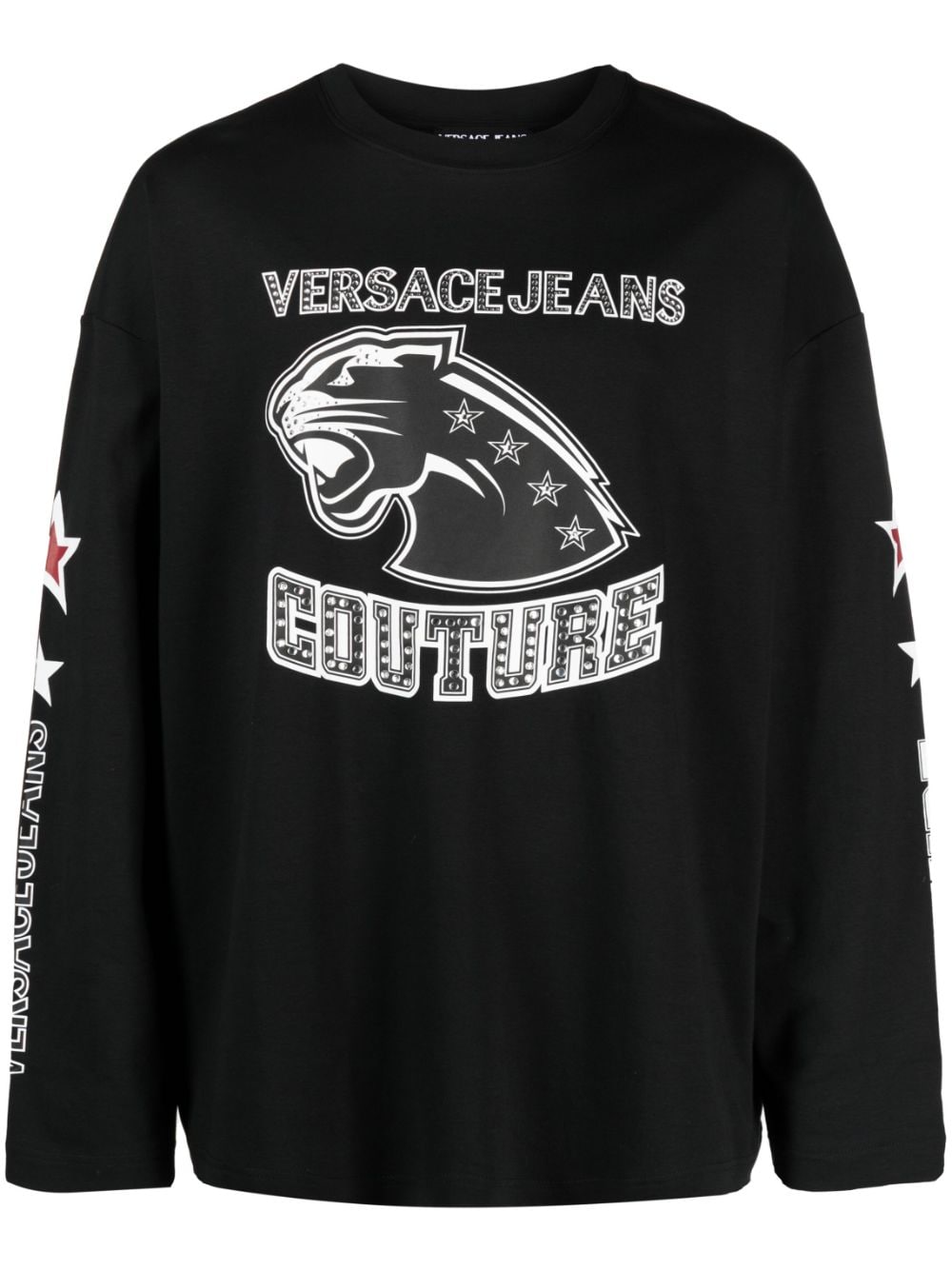 Versace Jeans Couture logo-print long-sleeve top - Black von Versace Jeans Couture