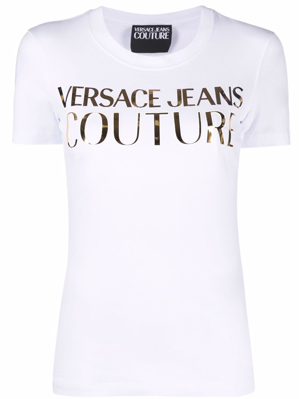 Versace Jeans Couture logo-print metallic T-shirt - White von Versace Jeans Couture