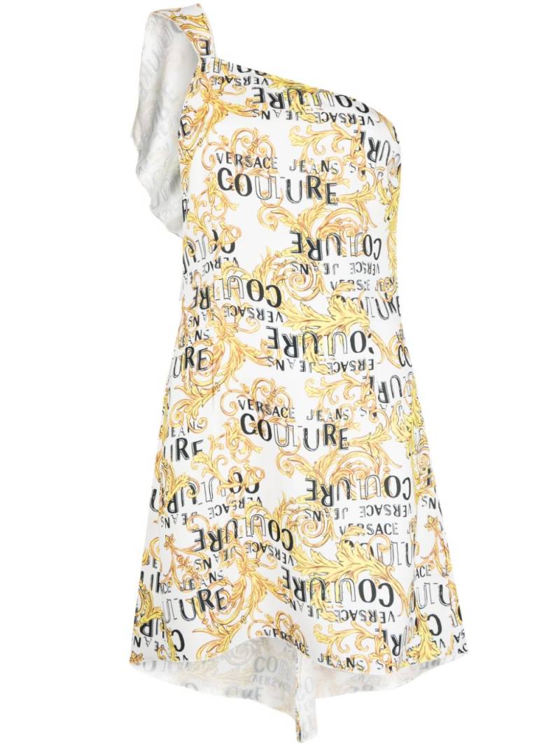 Versace Jeans Couture logo-print one-shoulder dress - White von Versace Jeans Couture