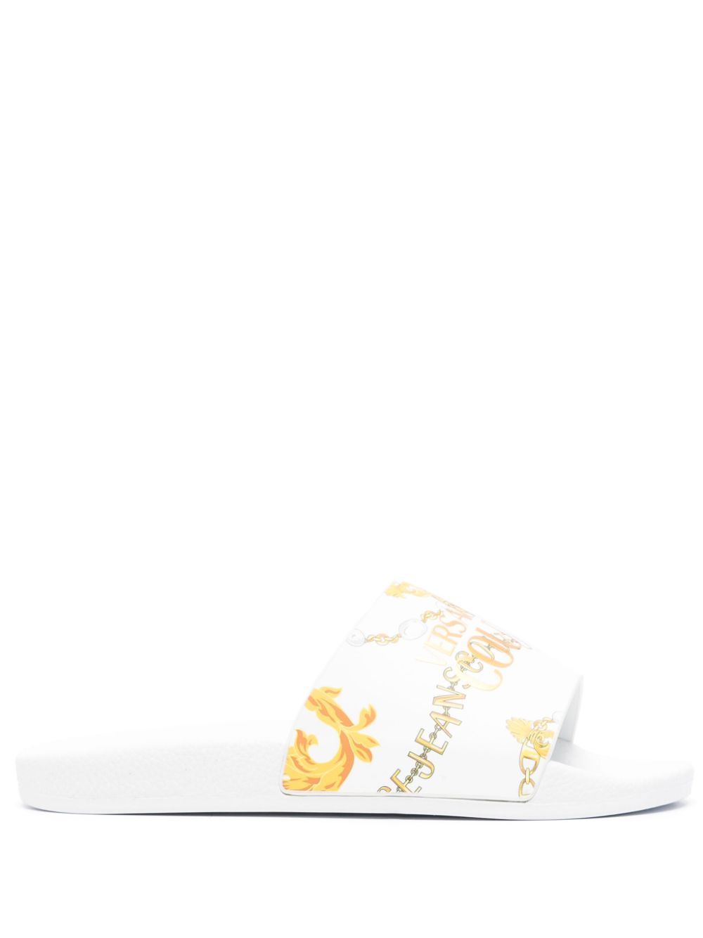 Versace Jeans Couture logo-print open-toe slides - White von Versace Jeans Couture