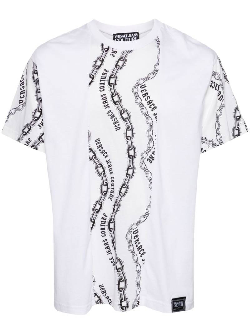 Versace Jeans Couture logo-print panelled T-shirt - White von Versace Jeans Couture