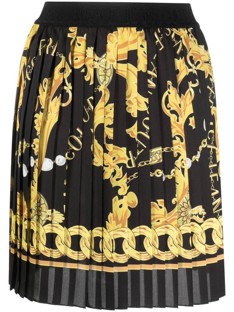 Versace Jeans Couture logo-print pleated miniskirt - Black von Versace Jeans Couture