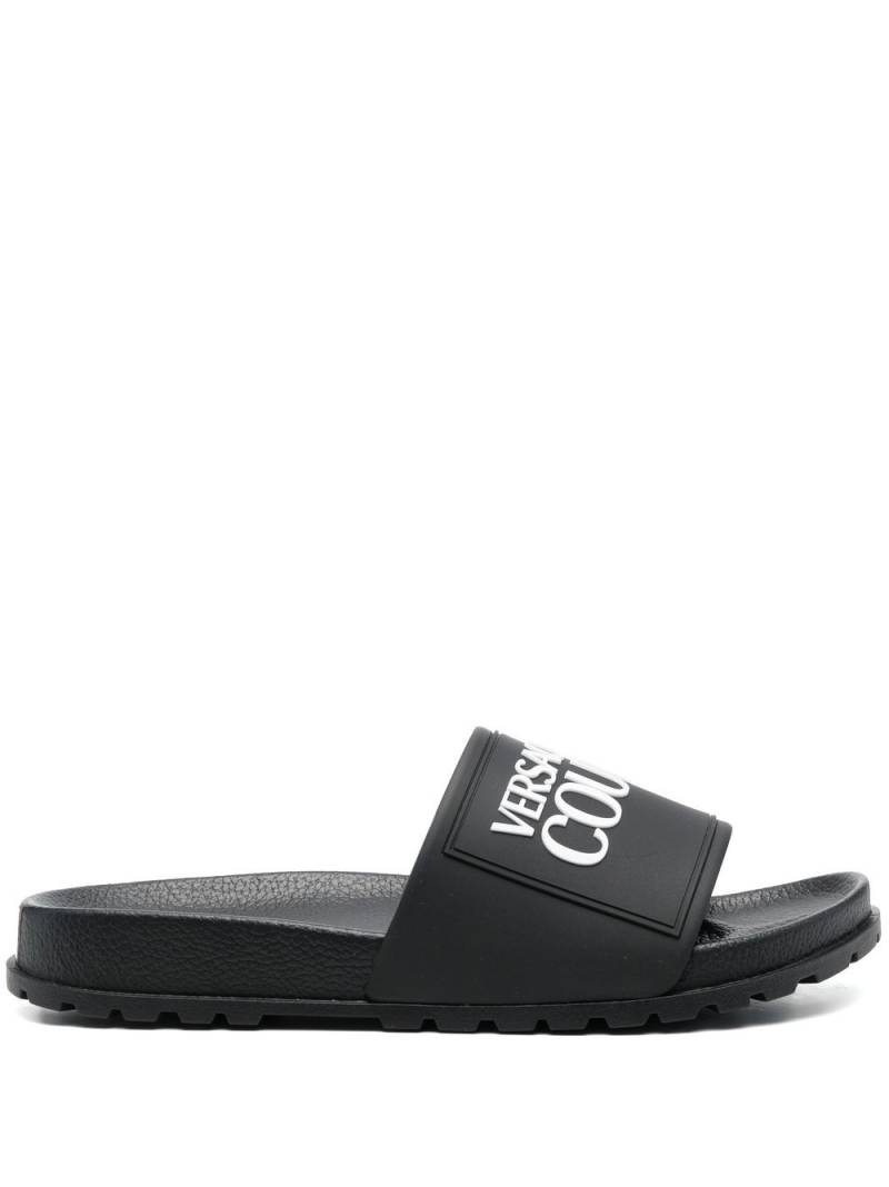 Versace Jeans Couture logo-print slides - Black von Versace Jeans Couture