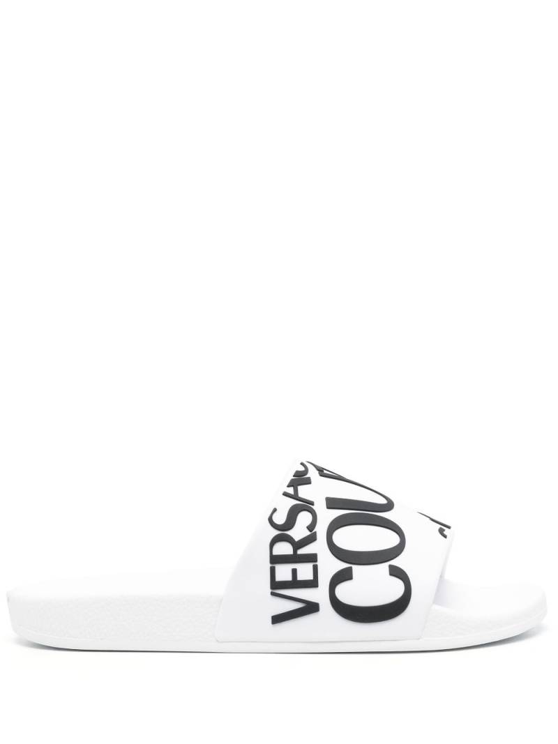 Versace Jeans Couture logo-print slides - White von Versace Jeans Couture