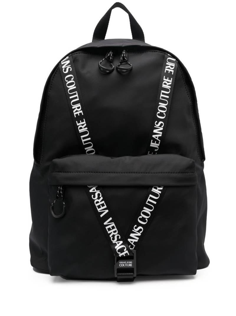 Versace Jeans Couture logo tape-detail backpack - Black von Versace Jeans Couture