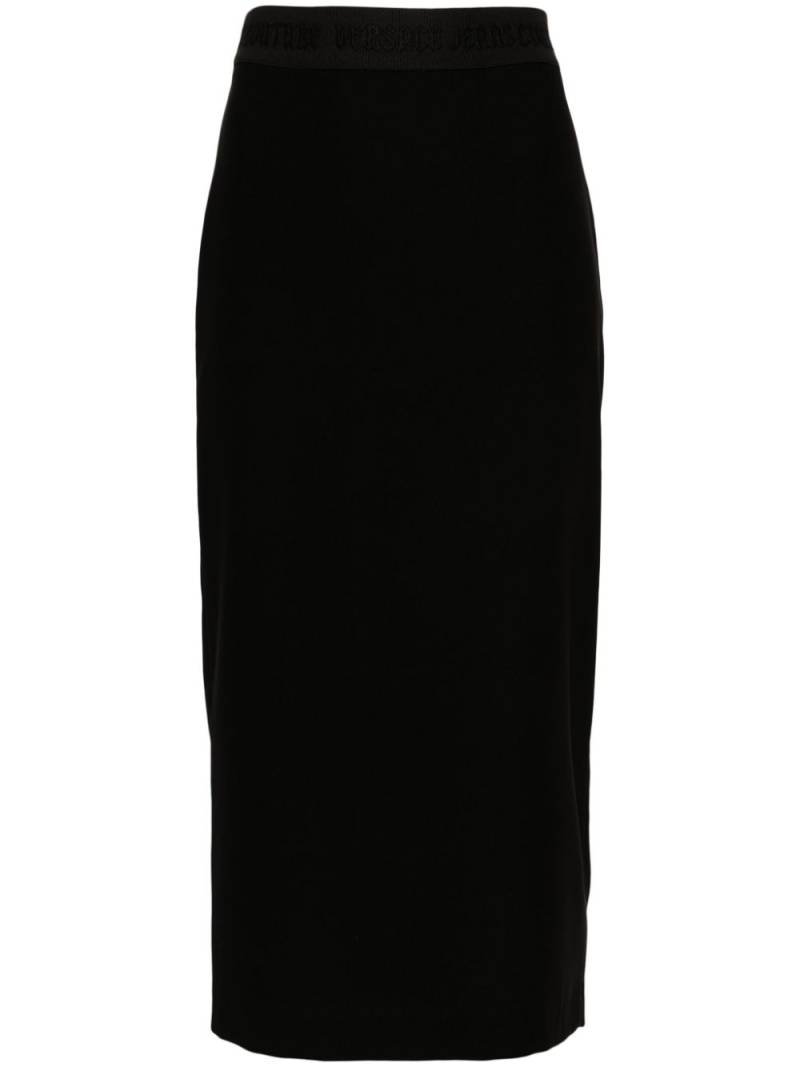 Versace Jeans Couture logo-waistband midi skirt - Black von Versace Jeans Couture