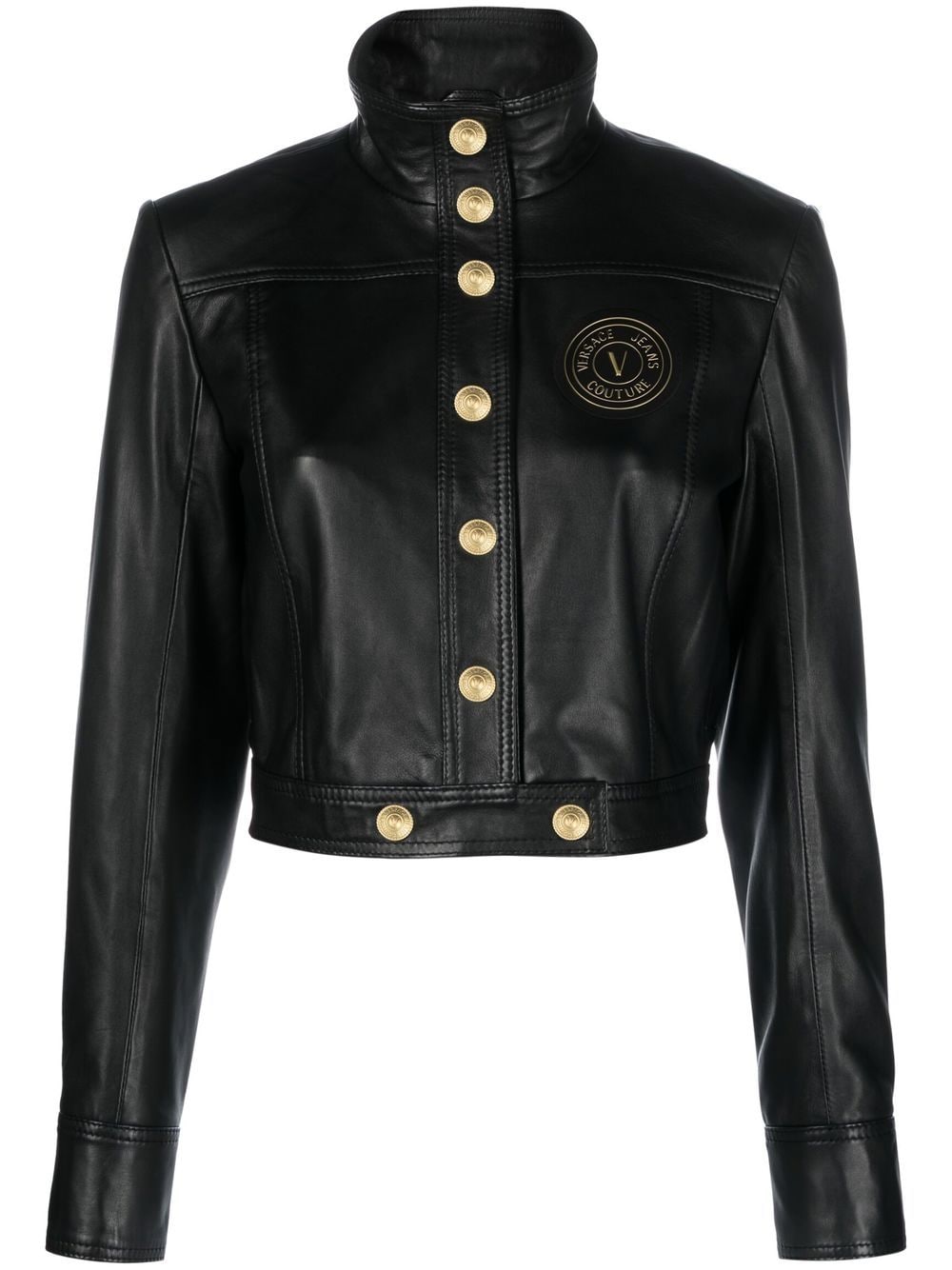 Versace Jeans Couture long-sleeve leather jacket - Black von Versace Jeans Couture