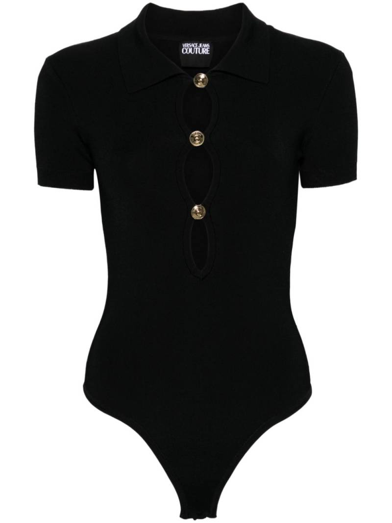 Versace Jeans Couture polo-collar knitted bodysuit - Black von Versace Jeans Couture