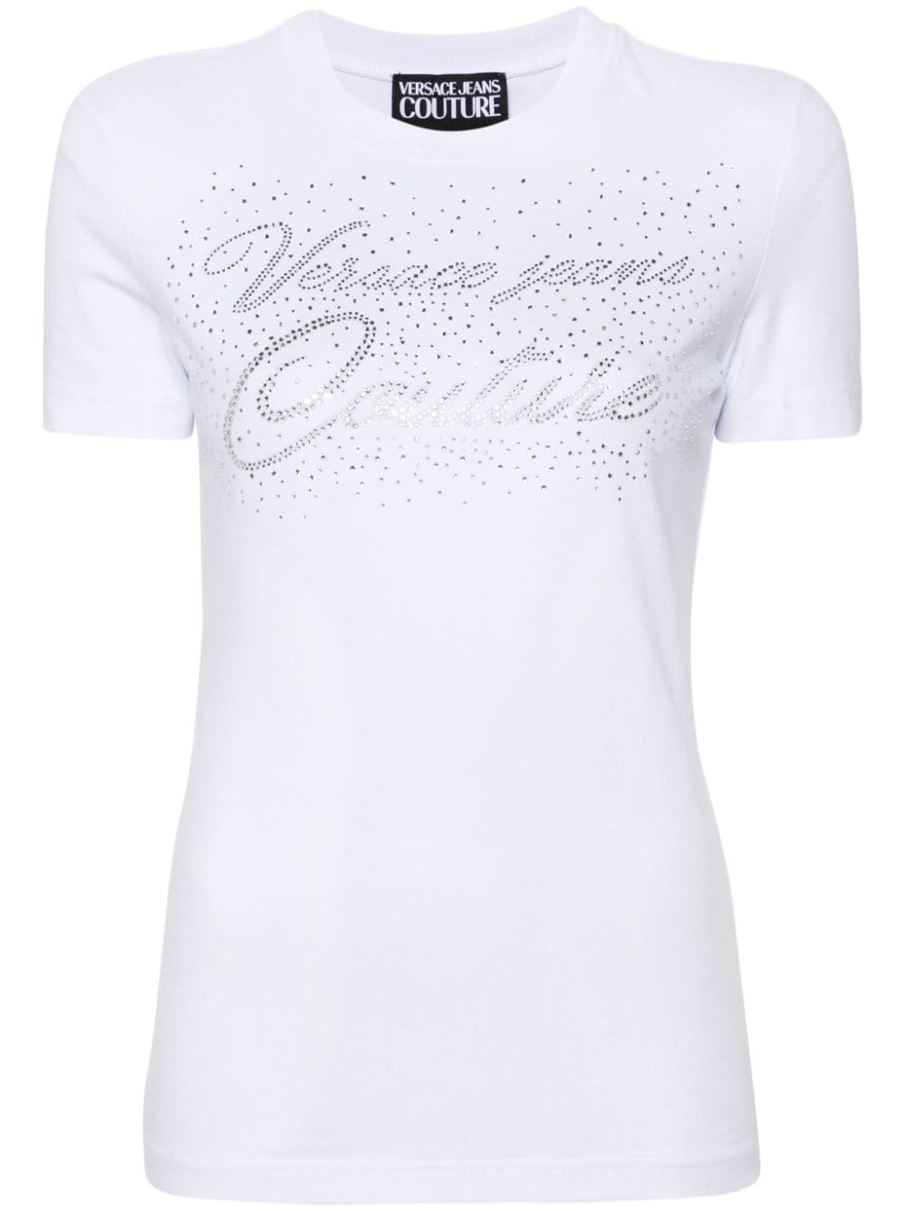 Versace Jeans Couture rhinestone-detailed cotton-blend T-shirt - White von Versace Jeans Couture