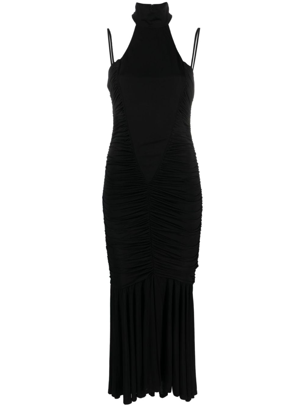 Versace Jeans Couture ruched halterneck maxi dress - Black von Versace Jeans Couture