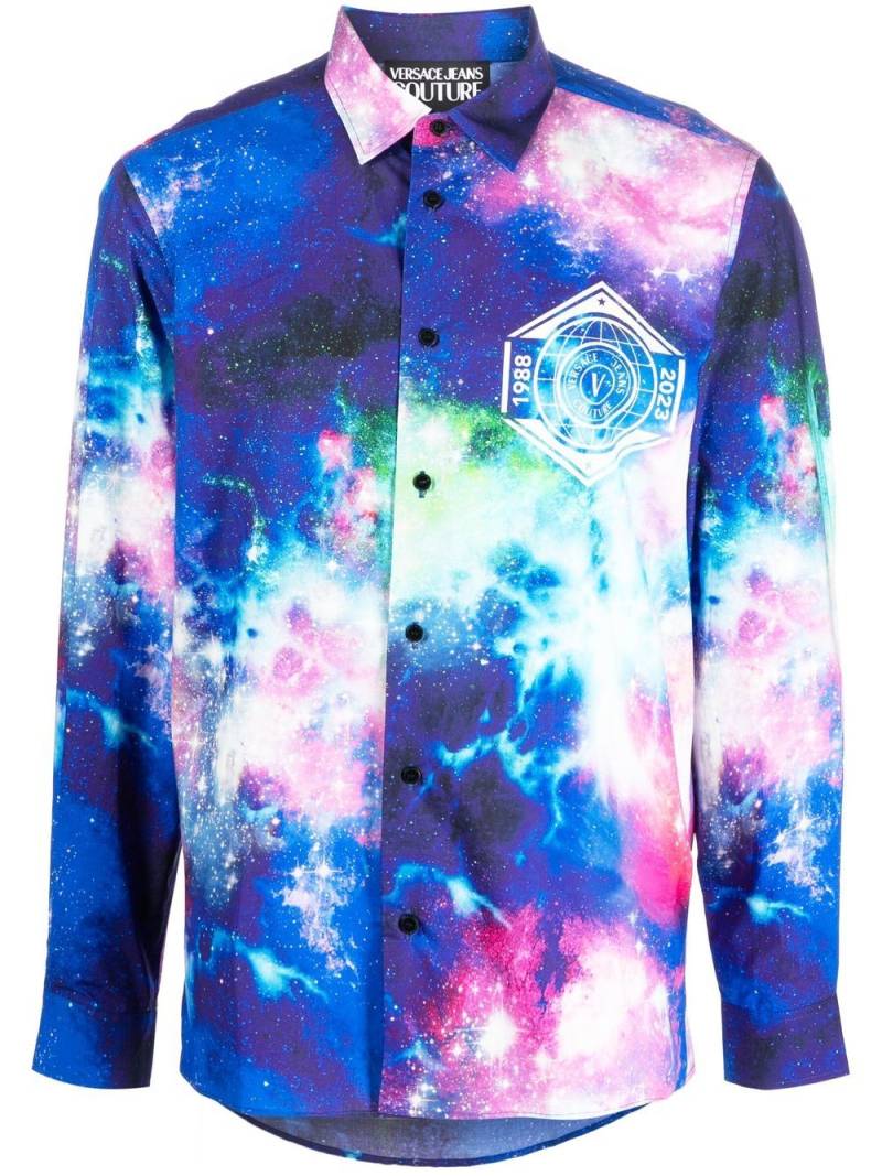 Versace Jeans Couture space-print cotton shirt - Blue von Versace Jeans Couture